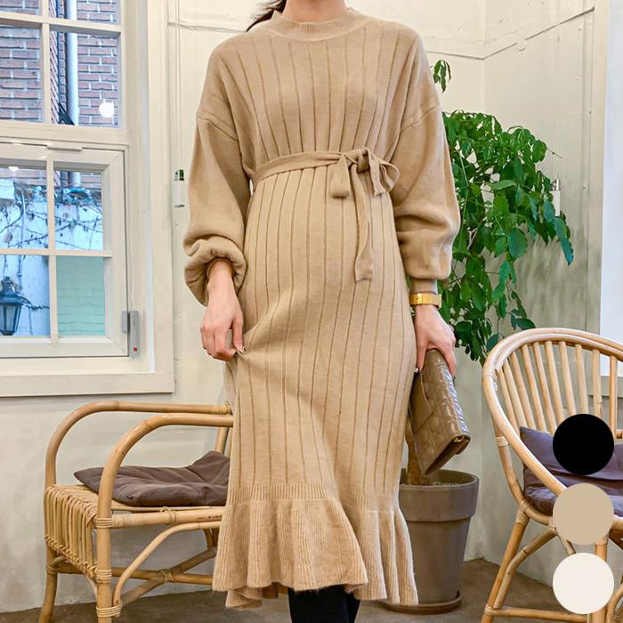 Ette マタニティ 服 ワンピース ウール混 リブニット ロング フリル 共布ベルト 長袖 フォーマル 秋冬 安い 大きいサイズ 妊婦服 Sdm Sdm 授乳服 マタニティのkids Para 通販 Yahoo ショッピング