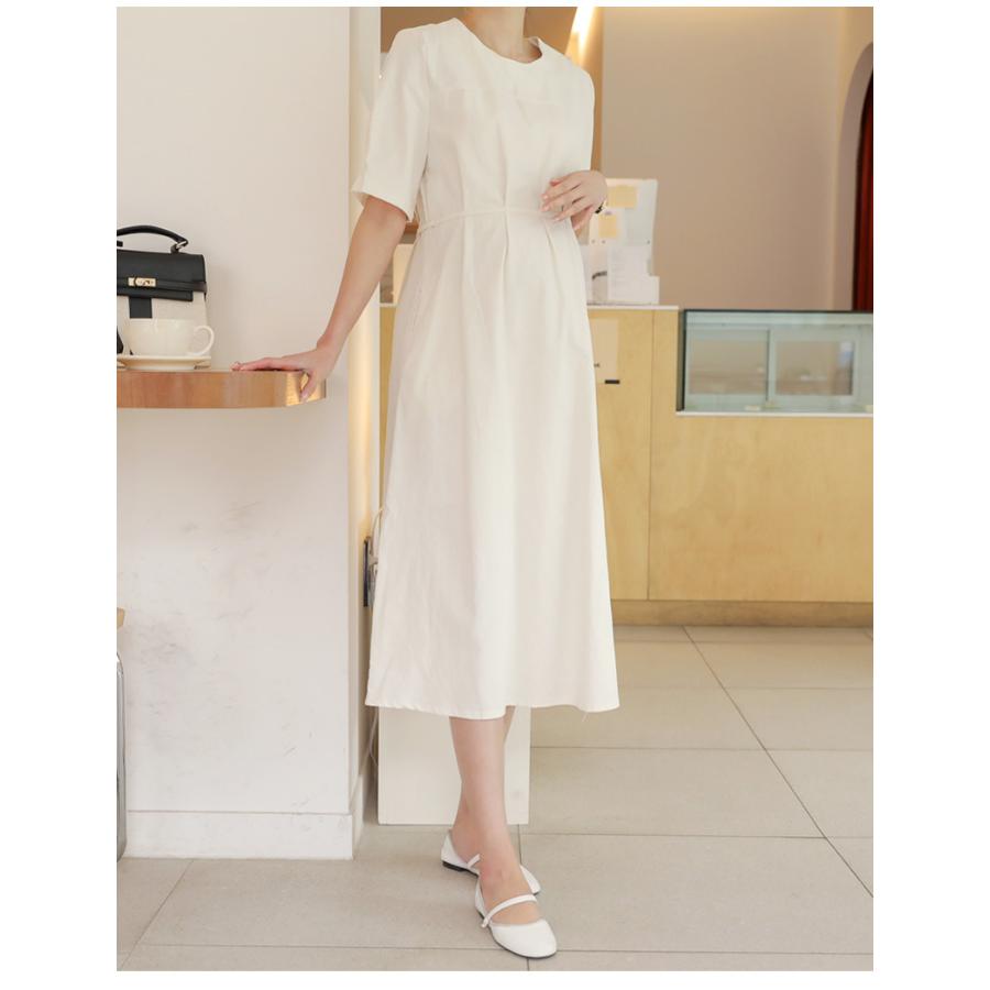 綿100 ポケット付 マタニティ タック入 ワンピース 半袖 オフィス フォーマル ロング フレア 白 妊婦服 Sdm102 Sdm102 Ette 通販 Yahoo ショッピング