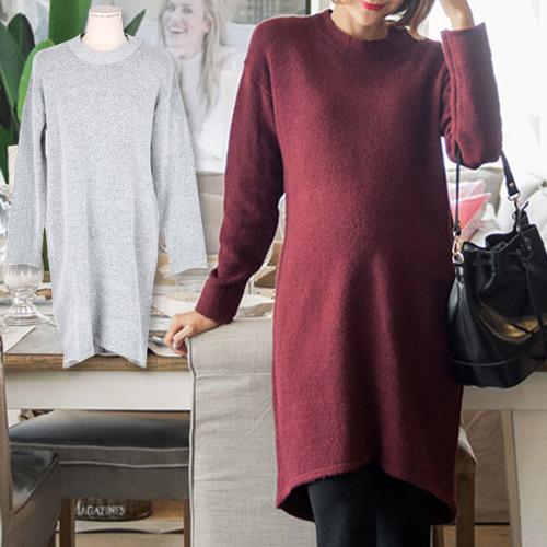 マタニティ ワンピース 秋冬 安い Vネック クルーネック 選べる2タイプ ニット 無地 妊婦服 Sdm Tap Security Ir