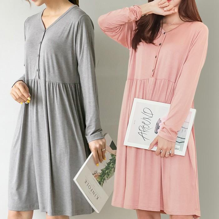 授乳服 ワンピース 春 長袖 マタニティ 産前産後 妊婦服 妊婦 膝丈 部屋着 パジャマ 入院着 授乳口 授乳ウェア 授乳口付き ボタン Vネック Sdn Sdn Ette 通販 Yahoo ショッピング