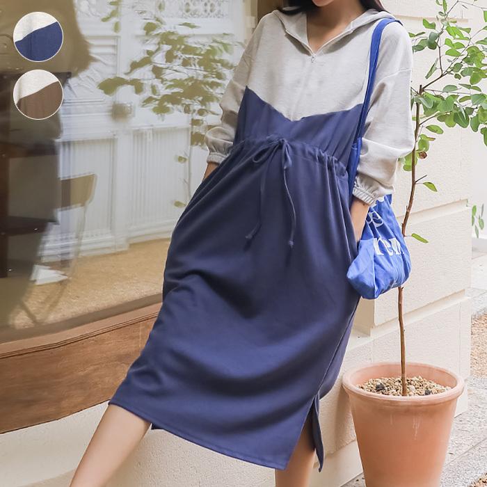 授乳服 ワンピース マタニティ 服 フード付き スウェット 春 秋 前開き バイカラー 安い ロング 妊婦服 Sdn Sdn Ette 通販 Yahoo ショッピング
