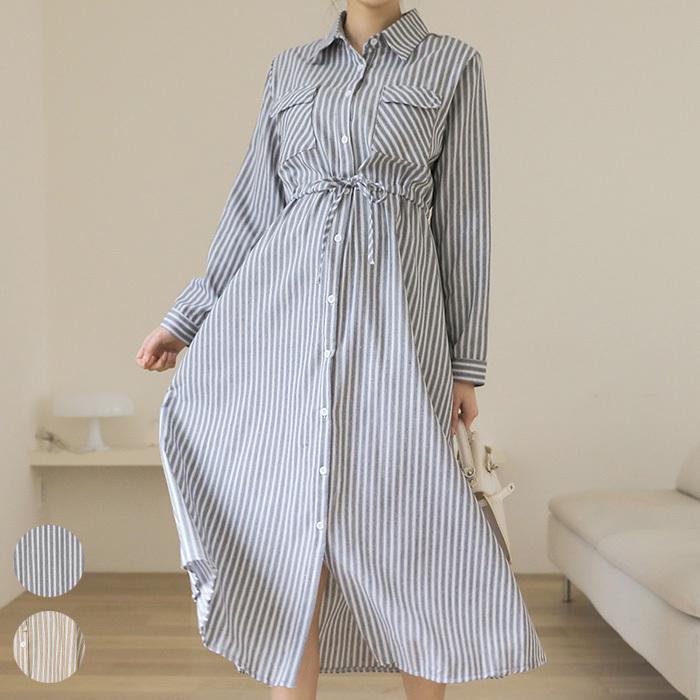 授乳服 ワンピース マタニティ 春 マキシ シャツワンピ ストライプ 長袖 前開き 仕事服 おしゃれ 安い 妊婦服 Sdn Sdn Ette 通販 Yahoo ショッピング