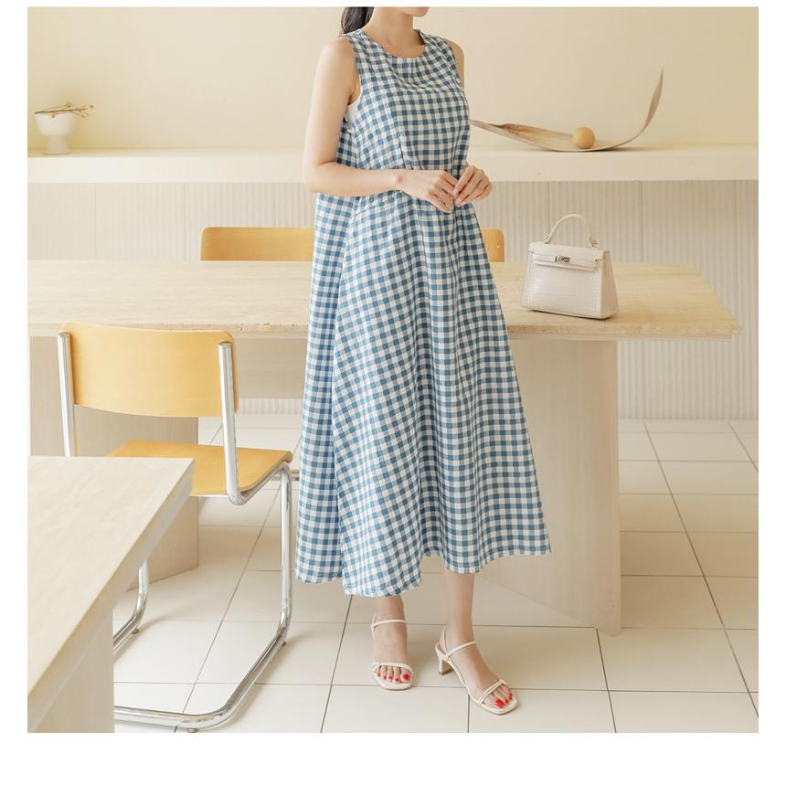 新品 Ette 綿100 授乳服 ワンピース 夏 ノースリーブ チェック マキシ ロング マタニティ 臨月 授乳 妊婦服 Sdn111 7sbbagg5cbd3a2ao P1ai