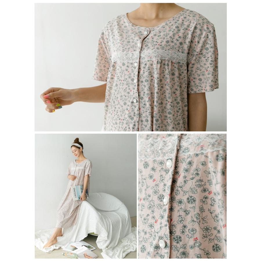 綿100 授乳服 マタニティ パジャマ 半袖 前開き ワンピース ルームウェア 花柄 可愛い 臨月 産後 授乳 授乳口付き 妊婦 Spn003 Spn003 Ette 通販 Yahoo ショッピング