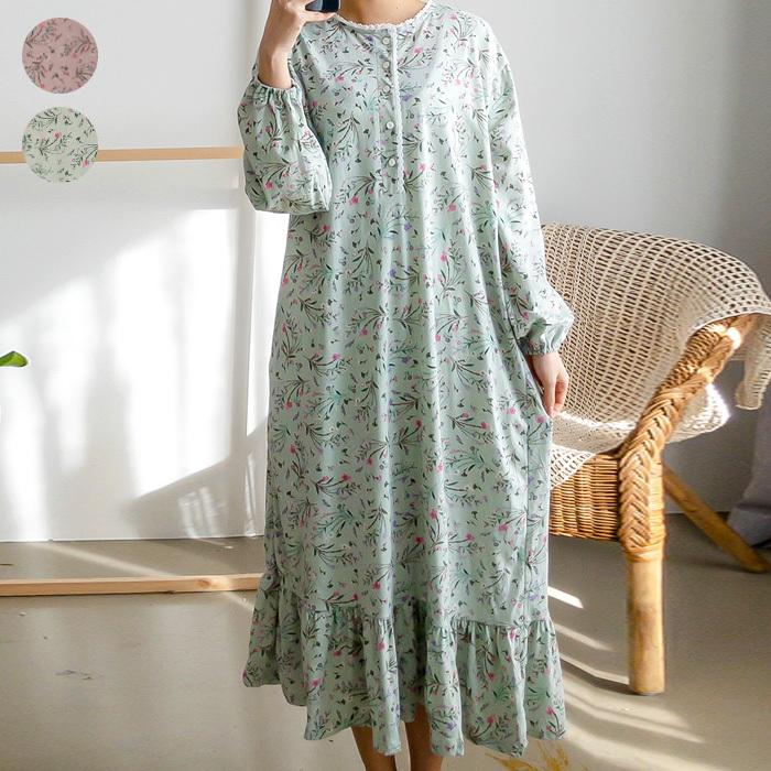 綿100 花柄 授乳口付き マタニティ パジャマ ワンピース 出産祝い 長袖 前開き 春 ロング 臨月 授乳 ルームウェア 妊婦 Spn Spn Ette 通販 Yahoo ショッピング