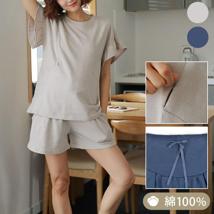タイムセール Ette 綿100 授乳服 マタニティ パジャマ 夏 半袖 フリル袖 ショートパンツ 低身長 授乳 授乳口付き ルームウェア 妊婦 Spn001 Spn001 授乳服 マタニティのkids Para 通販 Yahoo ショッピング