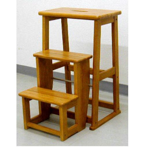 木製の踏み台 3段タイプ 木目 7．4kg[ステップチェア 3ダン