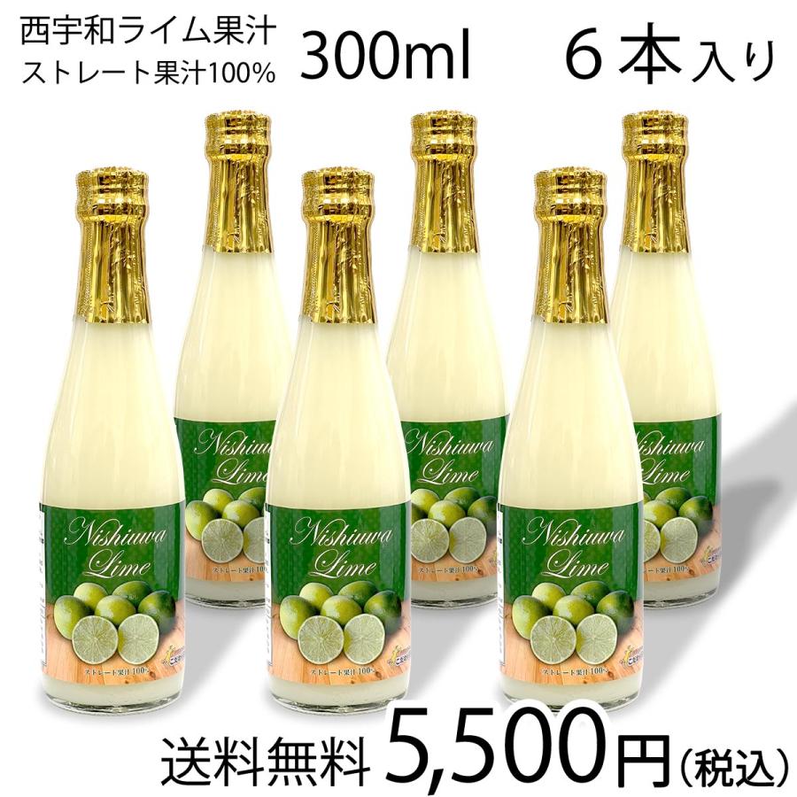 愛媛県産 国産 ライム果汁 100％ ジュース （ストレート） 300ml 6本
