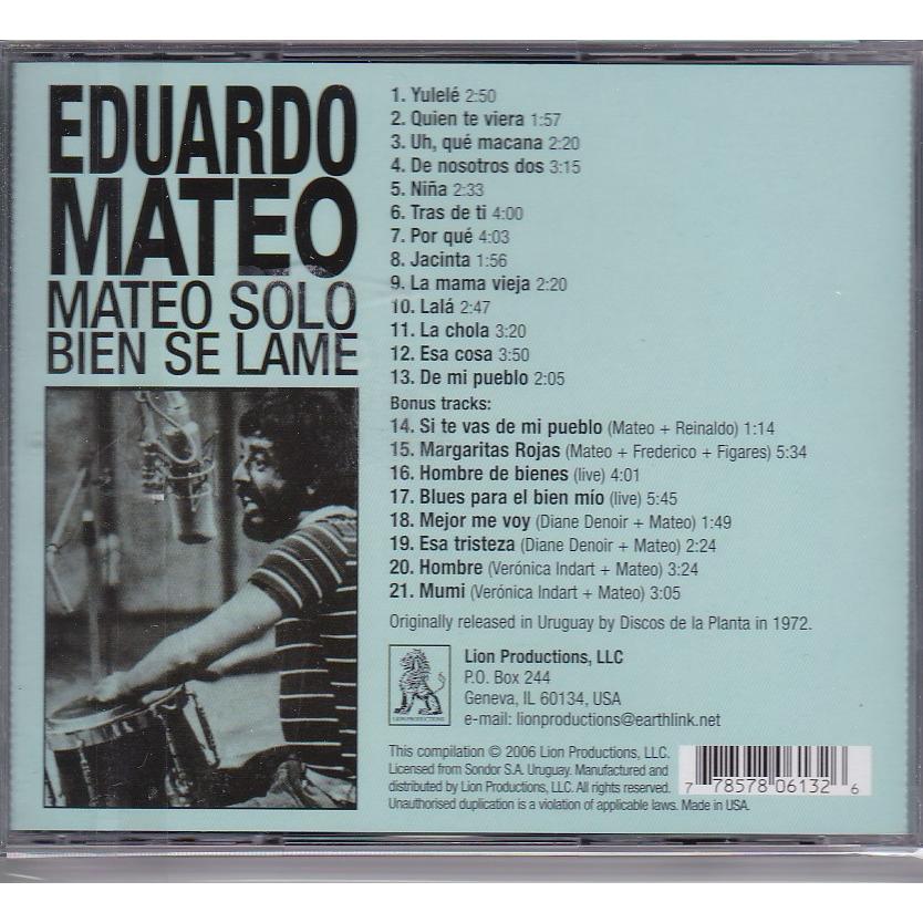新品CD】 EDUARDO MATEO / Mateo Solo Bien Se Lame : ユークリッド
