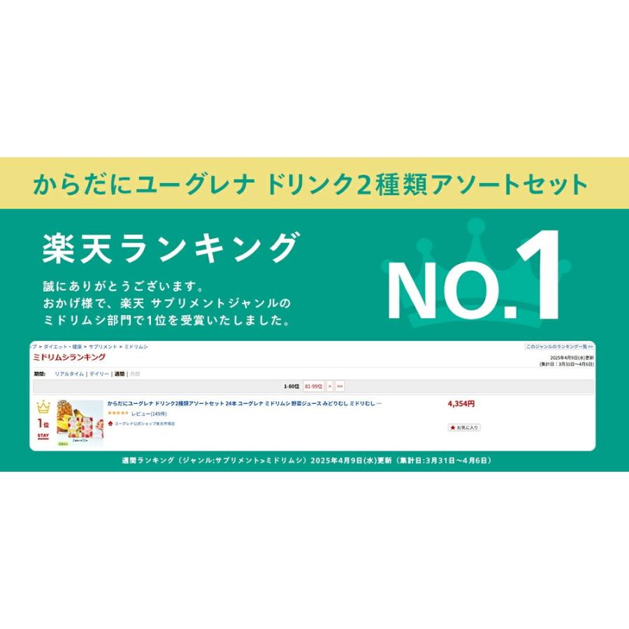 ユーグレナ からだにユーグレナ ドリンク2種類アソートセット 24本