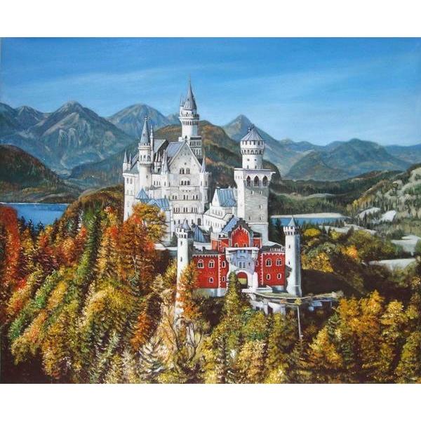 油絵 ノイシュバンシュタイン城の秋 MA1044 : 絵画制作専門ユーラシア