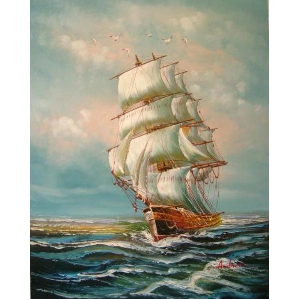 油絵 帆船 MA1269 : 絵画制作専門ユーラシアアート - 通販 - Yahoo