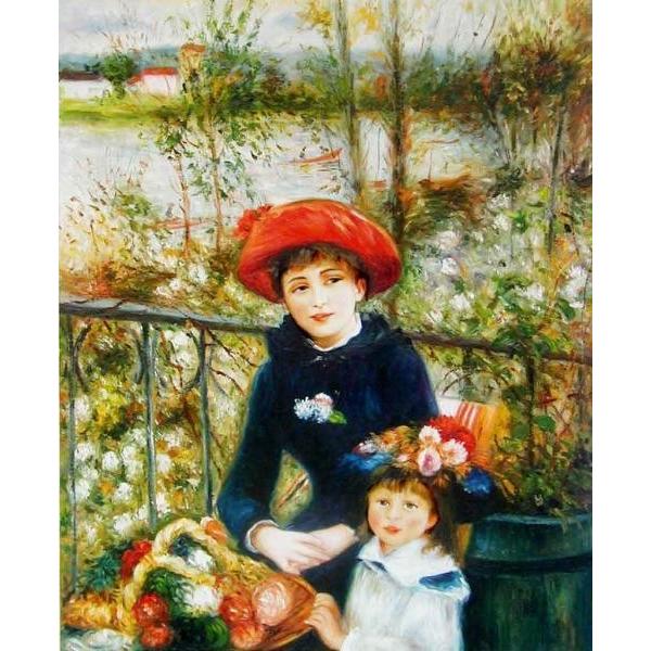 印象派 油彩画　複製品　ルノワール　テラスにて 油絵 ルノワールの名作_二人の姉妹・テラスにて MA262 : 絵画制作専門