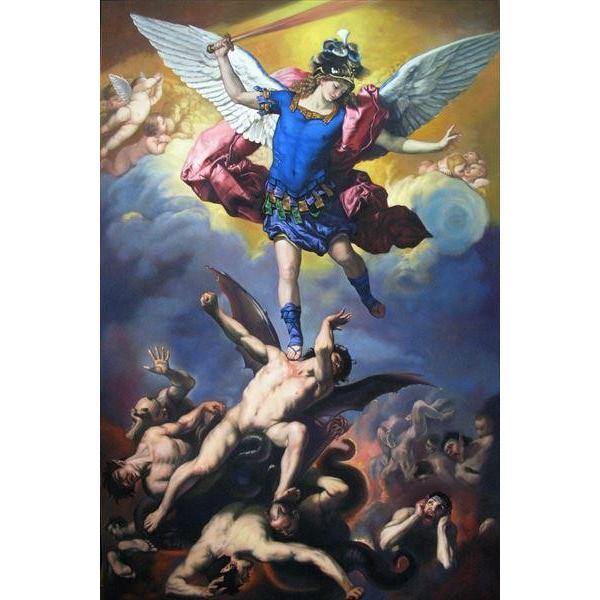 油絵  ルカ・ジョルダーノの名作_天使マイケルによる悪の征伐  MA2870