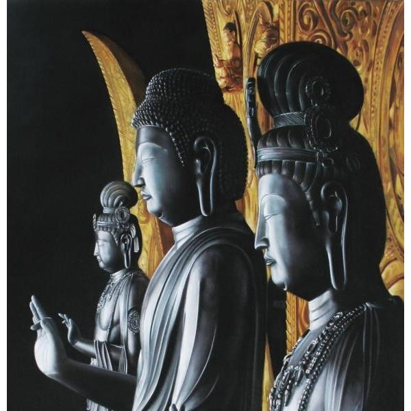 特価油絵 薬師寺・薬師三尊像 MA2882 : 絵画制作専門ユーラシアアート