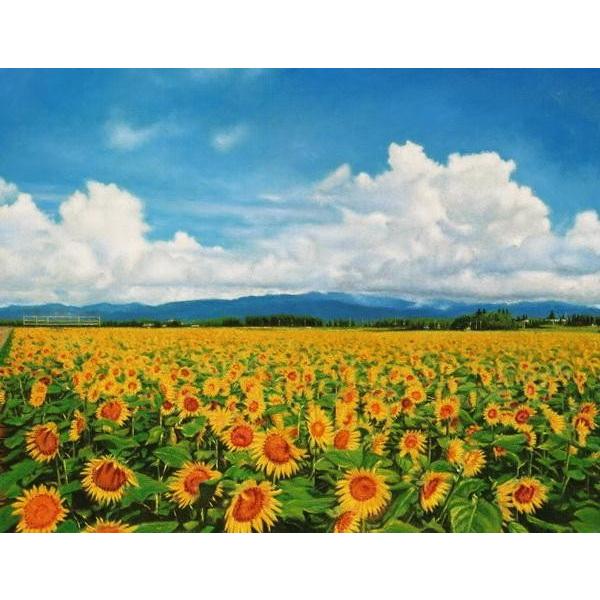 油絵 宮崎・染ヶ岡のひまわり畑 MA3037 : 絵画制作専門ユーラシア