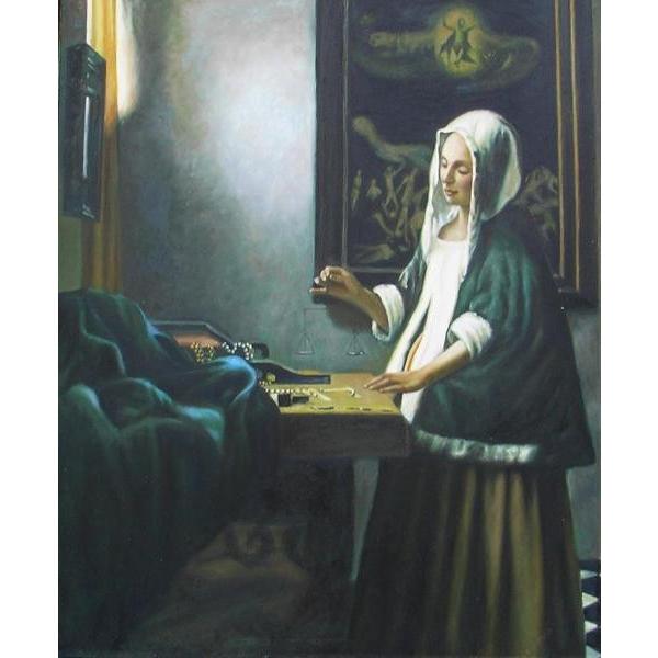 ランキング2020 油絵 フェルメールの名作「天秤を持つ女」 ma312