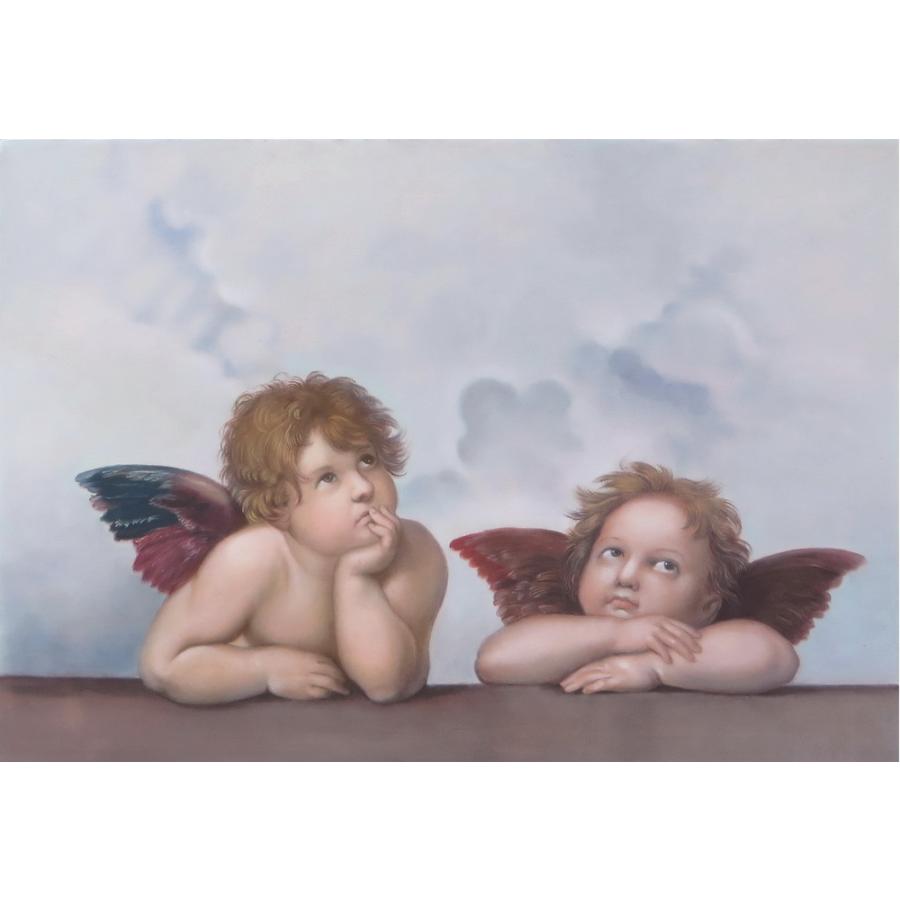 油絵 ラファエロの名作「見つめる二人のエンジェル」 「シストの聖母」の部分絵 MA347P :MA347-part:絵画制作専門ユーラシアアート -  通販 - Yahoo!ショッピング