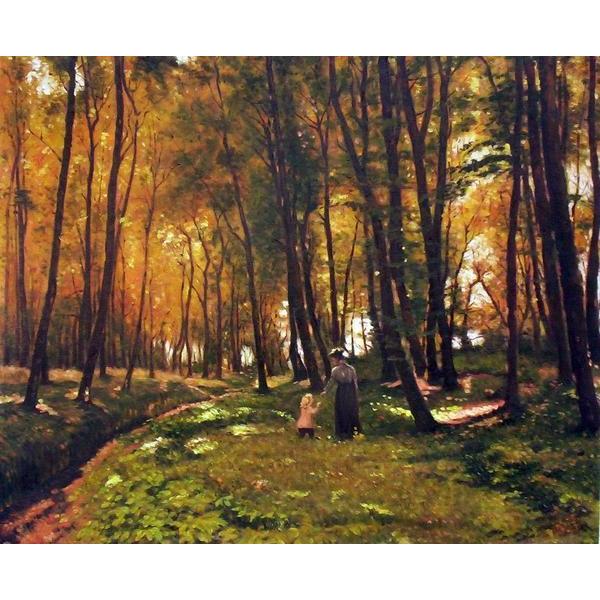 特価油絵 Edvard Frederik Petersenの名作「森の散歩」 MA500