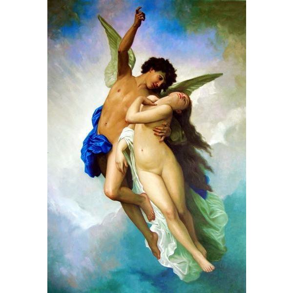 油絵 ウィリアム・ブーグローの名作「プシュケーとキューピッド