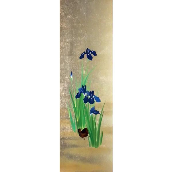 【信頼】 漆絵　酒井抱一の名作_燕子花に水鶏（くいな）図　NH163 日本画