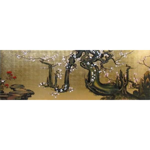 漆絵 狩野山雪の名曲_老梅図 NH209 絵画-楽器、手芸、コレクション-日本画