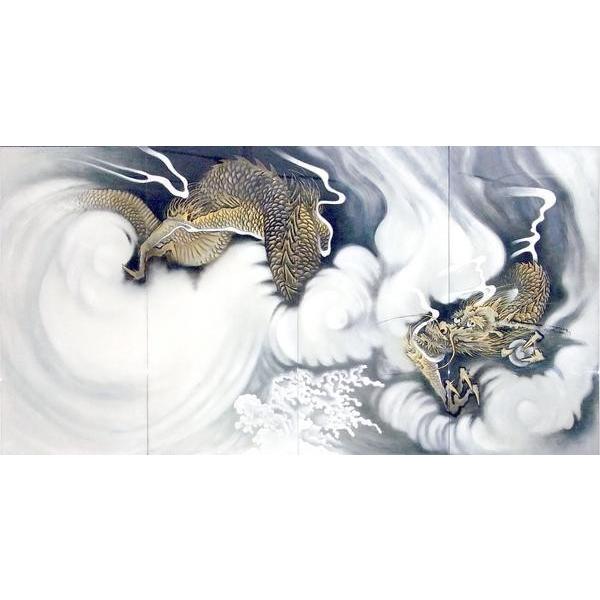 漆絵 円山応挙の名作_雲龍図・左隻 NH214L : 絵画制作専門ユーラシア