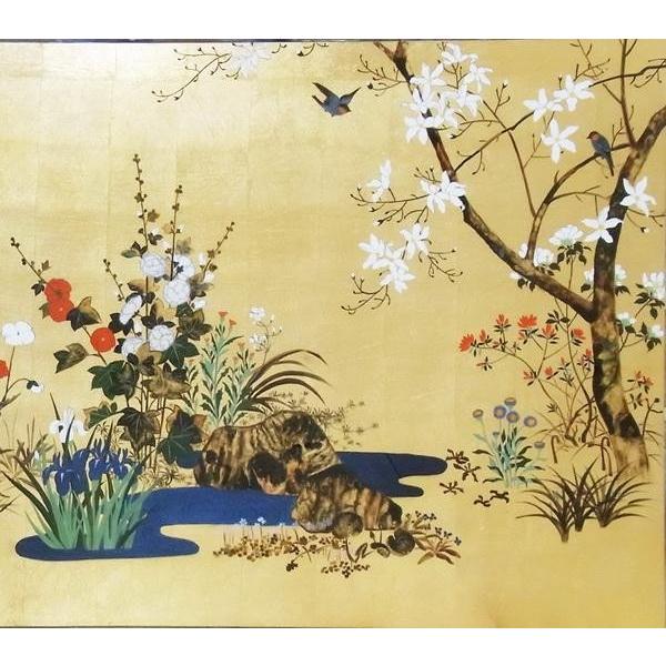 漆絵 鈴木其一の名作_四季花鳥図・右隻 NH288R : 絵画制作専門 漆絵 鈴木其一の名作_四季花鳥図・右隻 NH288R : 絵画制作専門