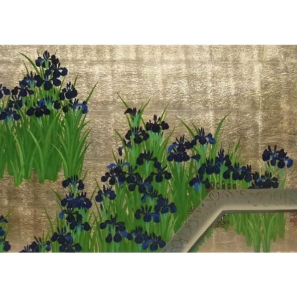 漆絵 尾形光琳の名作「八ツ橋図」左隻  NH59Lの画像
