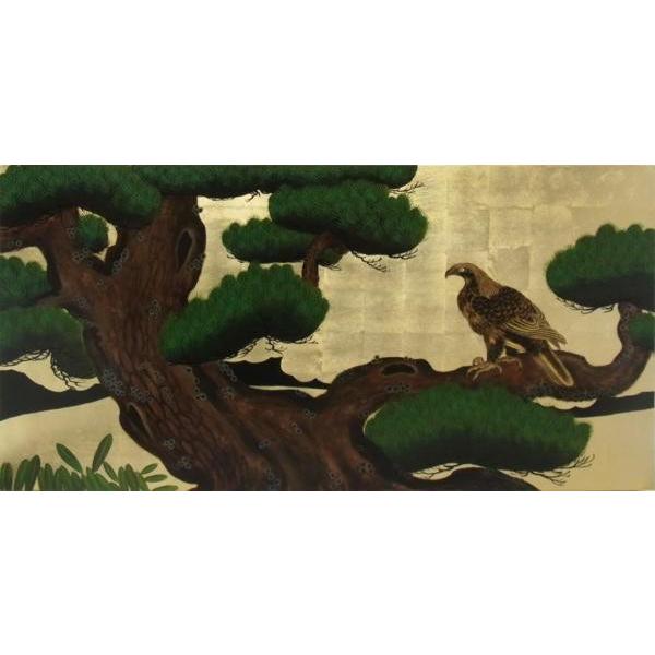 漆絵 狩野探幽の名作「松に鷹図」 NH62 : 絵画制作専門ユーラシア
