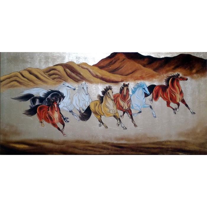 特価漆絵　駆ける八頭の馬  NH83A｜eurasia-art