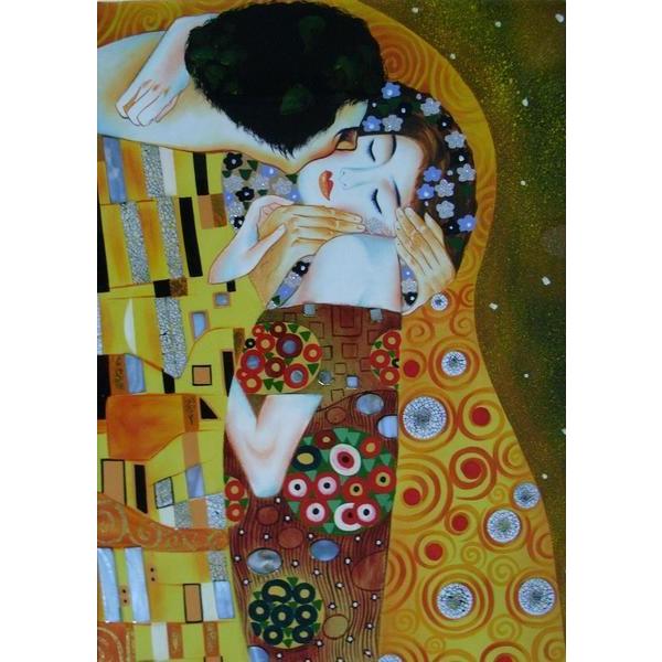 漆絵 クリムトの名作_接吻_専用額付  NH95の画像
