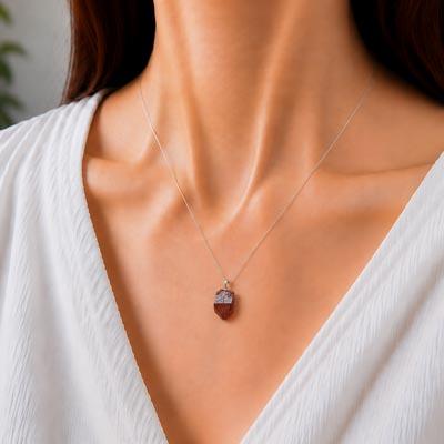 現品限り】レッドジルコン 原石 ネックレス ペンダント パワーストーン