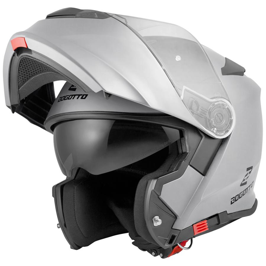 BOGOTTO v271 フリップアップヘルメット ホワイト（おまけ付き Bogotto (ボゴット) V271 フリップアップ ヘルメット / シルバー
