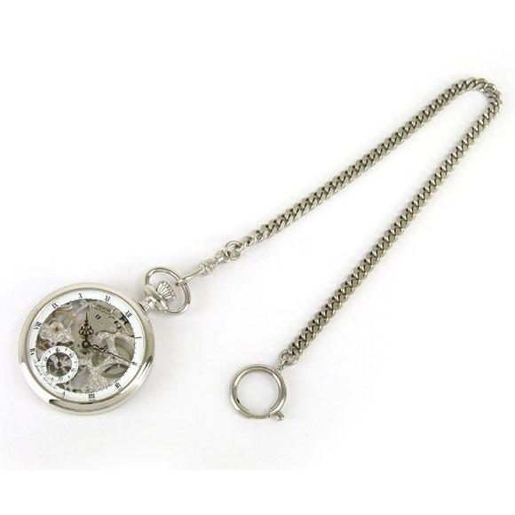 エポス 懐中時計 2003 手巻き ref.2003.185.29.20.00 Unitas6497 スケルトン シースルー epos ポケットウォッチ シルバー ローマ数字 メンズの画像