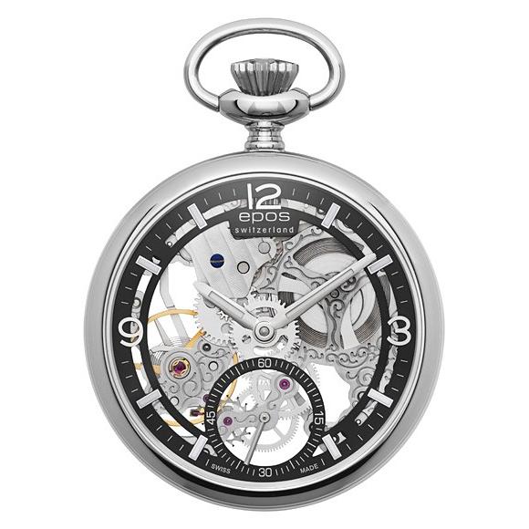 エポス - スモール 今めかしい スケルトン ポケットウォッチ 2003ABK 袖時計 手一巻き メンズ epos Small Modern Skeleton Pocket Watch 黒いこと系