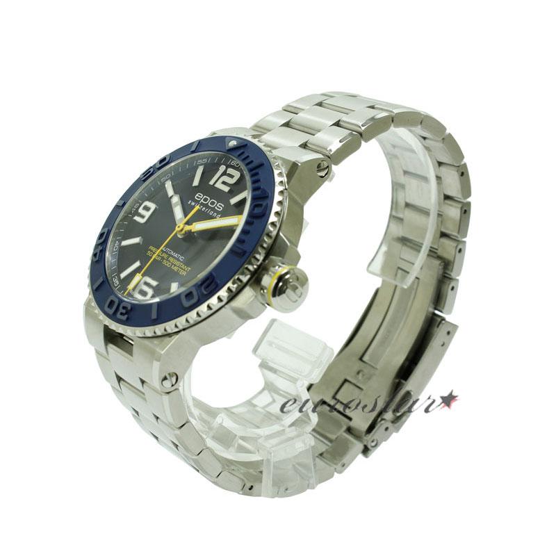 エポス スポーティブ ダイバー 3441ABLM 腕時計 メンズ 自動巻 epos SPORTIVE DIVER ブルー系 メタルブレス ダイバーズウォッチ 機械式 アナログの画像