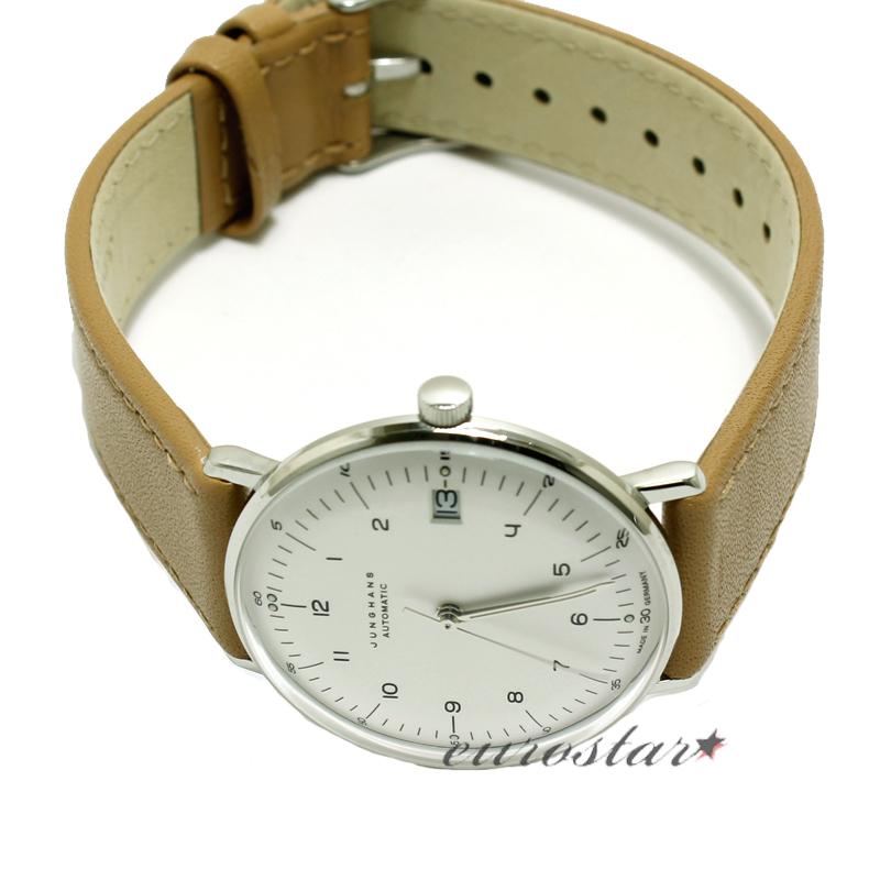 ユンハンス マックスビル クライネ 027 4107 02 腕時計 メンズ ユニセックス 自動巻 JUNGHANS Kleine 027/4107.02 機械式 アナログ 革ベルトの画像