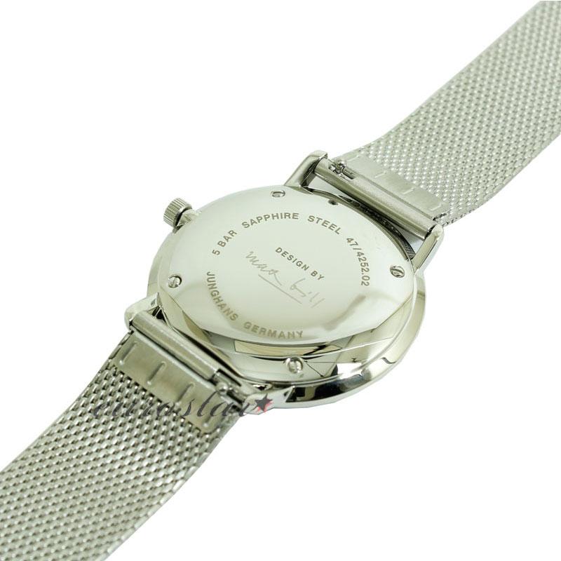 ユンハンス マックスビル 047 4252 02M サファイアクリスタル 腕時計 レディース クオーツ メタルベルト JUNGHANS Max Bill 047/4252.02M メタルブレスの画像