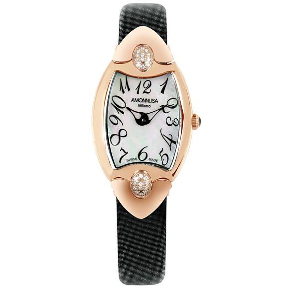AMONNLISA アモンリザ レディース 腕時計 744D-GP-WHD BKベルト  