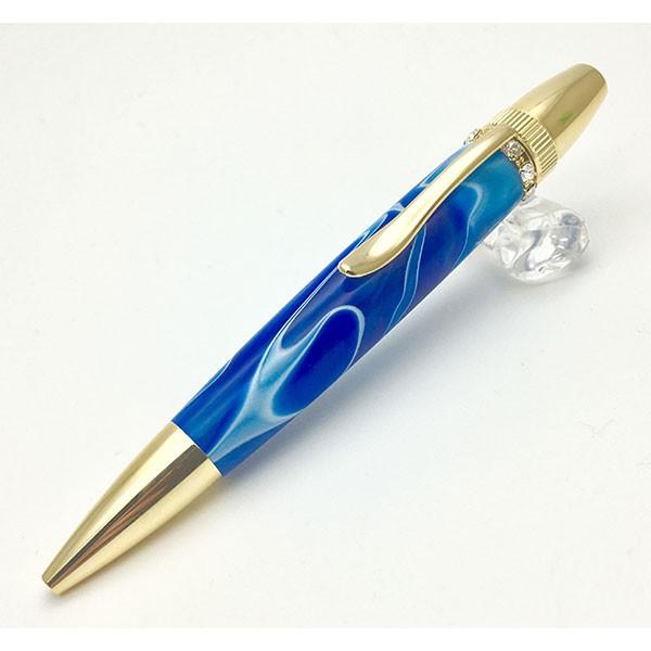 ボールペン 高級 Acrylic\u0026Ring blue  スワロフスキーTop TAS1700 ボールペン fstyle レディース 時計取り扱い ブルー系 プレゼント ギフト