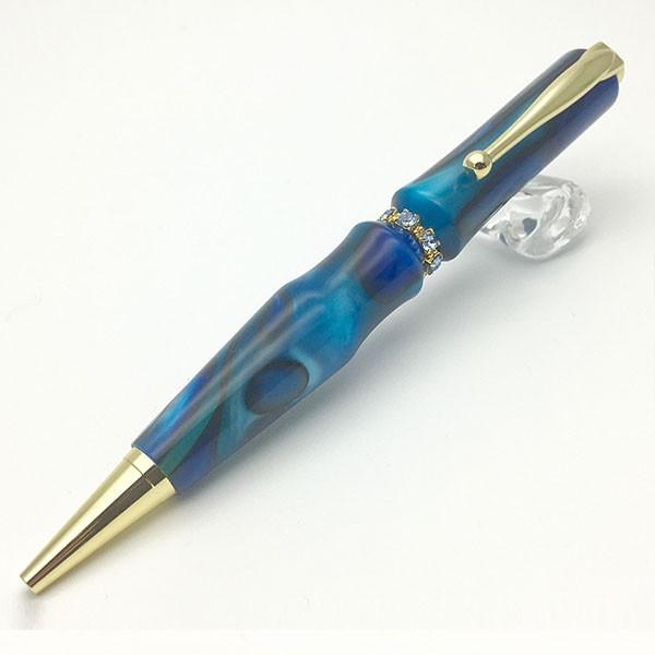 ボールペン 御膳上等 Acrylic\u0026Ring blue スワロフスキーM3 TAS1701 ボールペン fstyle レディース 時辰儀取りまわし 青碧系 差し上げ物 差し上げ物 筆記用具-文具、ステーショナリー