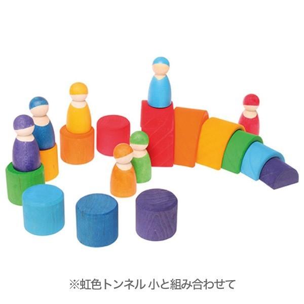 Grimm's Spiel \u0026 Holz Design グリムス社 カラフルフレンズ 7色のコップと人形の画像