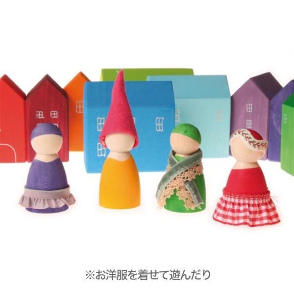 Grimm's Spiel \u0026 Holz Design グリムス社 カラフルフレンズ 7色のコップと人形の画像