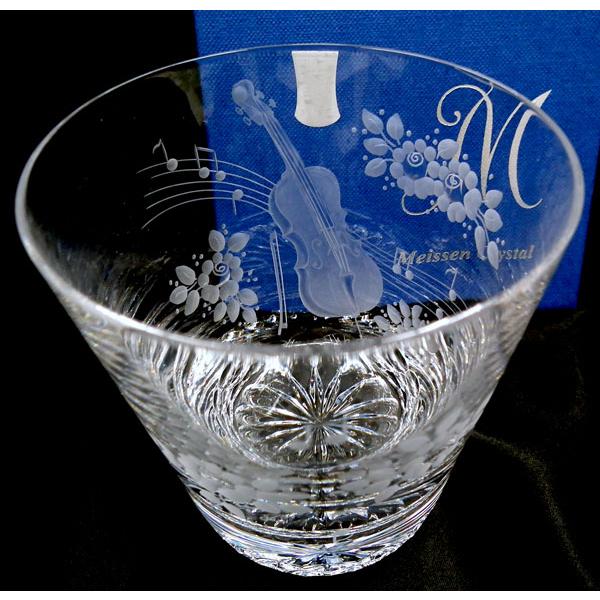 マイセンクリスタル（ドイツ）【チェロ 手彫りロックグラス/箱入