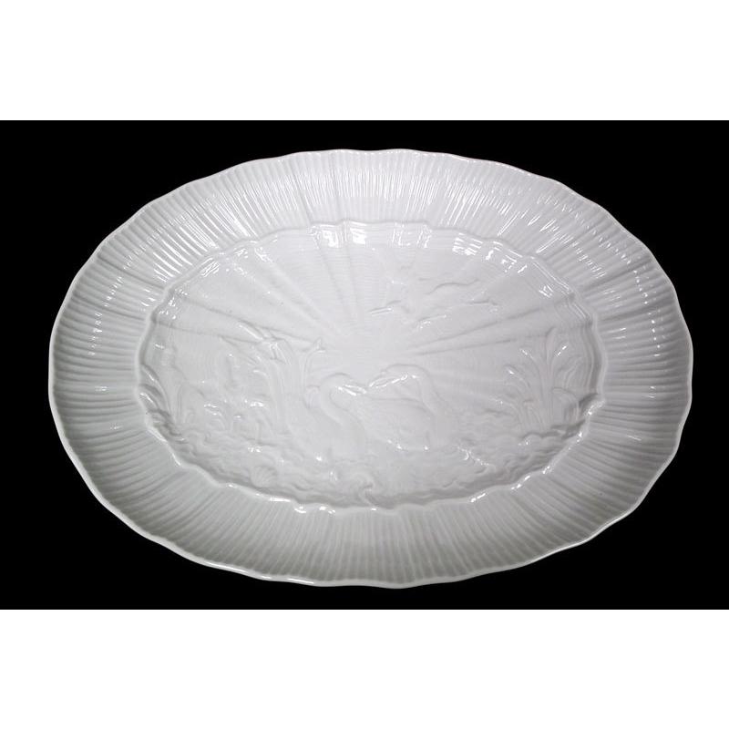 マイセン白磁　スワンサービス　オーバルプレート30ｘ22ｃｍ　000001-05307　新品