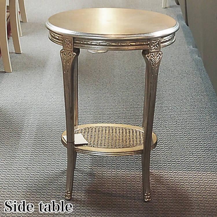 輸入家具　サイドテーブル サイドテーブル テーブル table 高級 輸入家具 網棚付 飾台 木製