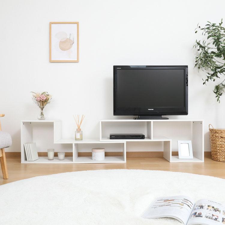 テレビ台 TV台 L字型伸縮 TVボード オーク 組合せ ホワイト 収納