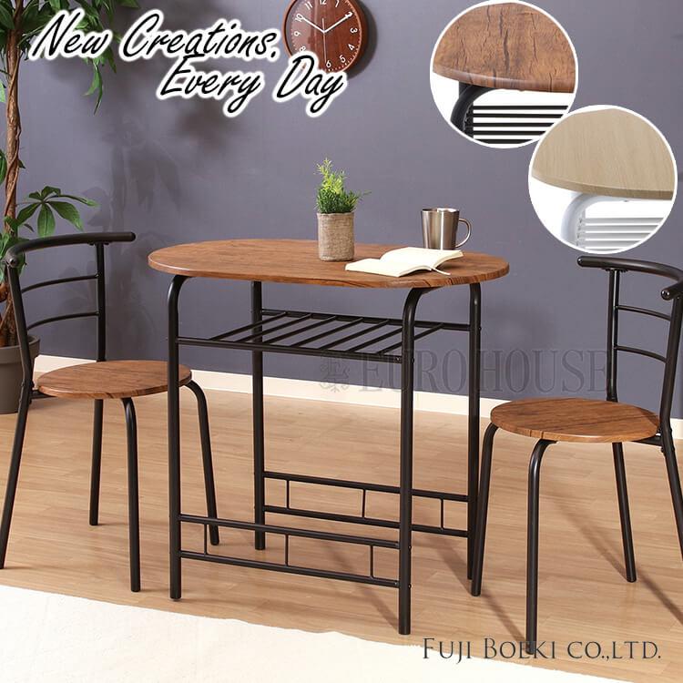 カフェダイニング3点セット①   90×90×70  ボックスチェア   パブリック株式会社製 ダイニング 3点セット ブラック ブラウン ホワイト ナチュラル