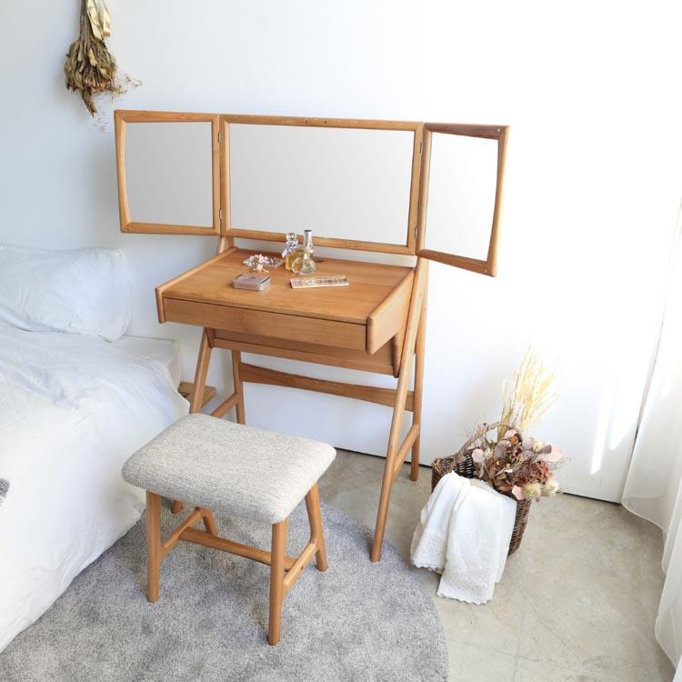 ドレッサー＆スツール Herit. Dresser\u0026Stool ドレッサー スツール ミラー 化粧台 木製家具 北欧インテリアの画像